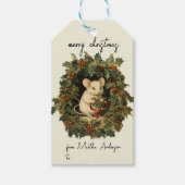 Vintage Christmas Winter Woodland Muisnaam Cadeaulabel (Voorkant)