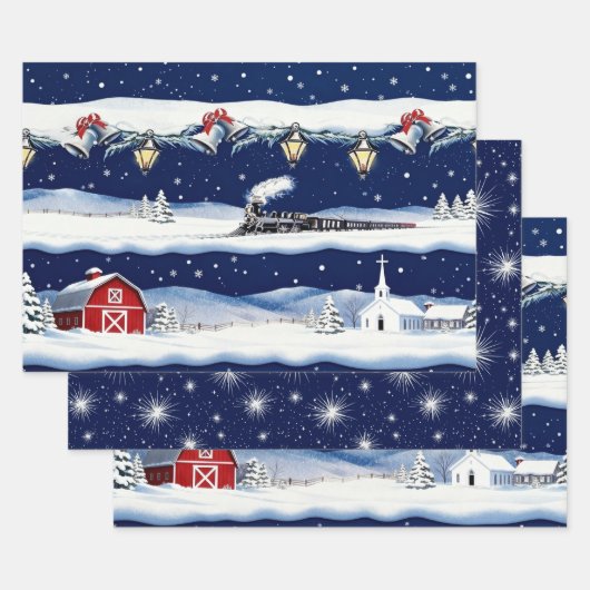 Vintage Christmas Winter's Night Journey Inpakpapier Vel (Set)