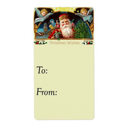 Vintage Christmas Wishes Gift Label (Voorkant)