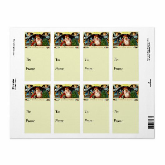 Vintage Christmas Wishes Gift Label (Full Sheet)