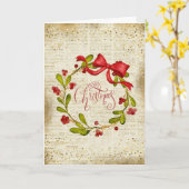 Vintage Christmas Wreath and Bow Kaart (Gele Bloem)
