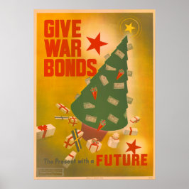 Vintage Christmas WWII Bond Drive Poster Art