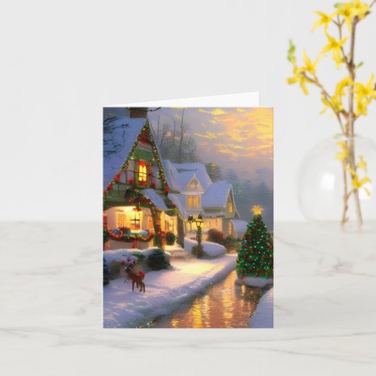 Vintage Christmastime Blank Holiday Greeting Kaart (Gele Bloem)