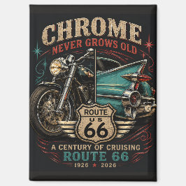 Vintage Chrome Highway Centennial Route 66 Magneet