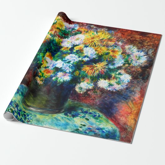 Vintage Chrysanthema van Pierre-Auguste Renoir Cadeaupapier (Uitgerold)