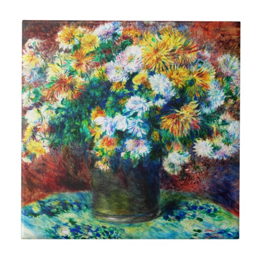 Vintage Chrysanthema van Pierre-Auguste Renoir Tegeltje (Voorkant)