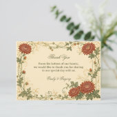 Vintage Chrysanthemum Botanisch Bedankkaart (Staand voorkant)
