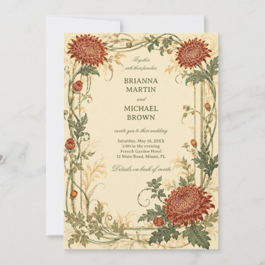 Vintage Chrysanthemum Botanisch Kaart (Voorkant)
