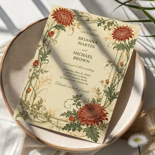Vintage Chrysanthemum Botanisch Kaart