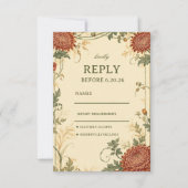 Vintage Chrysanthemum Botanisch RSVP Kaartje (Voorkant)