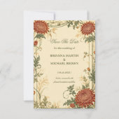 Vintage Chrysanthemum Botanisch Save The Date (Voorkant)