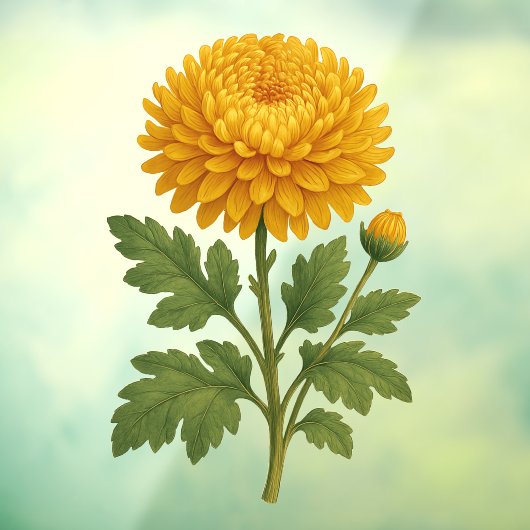 Vintage Chrysanthemum Raamsticker (Vel 3)