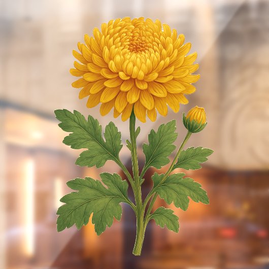 Vintage Chrysanthemum Raamsticker (Vel 2)