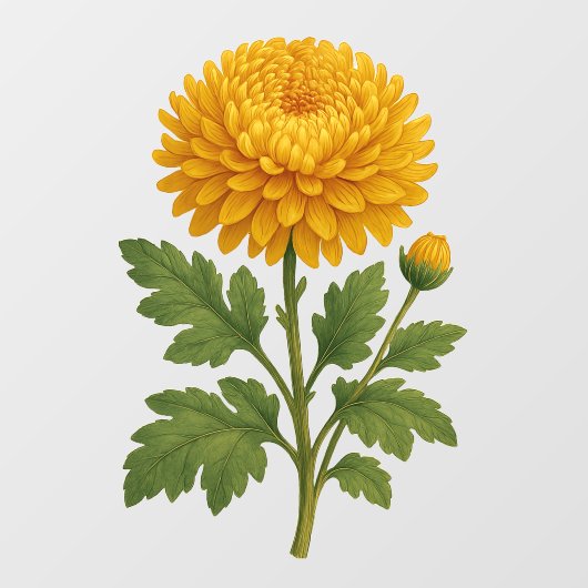 Vintage Chrysanthemum Raamsticker (Vel)