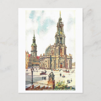 Vintage Church and Castle Tower in Dresden Briefkaart