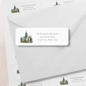 Vintage Church Blue Steeple Etiket