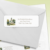 Vintage Church with Wildflowers Etiket