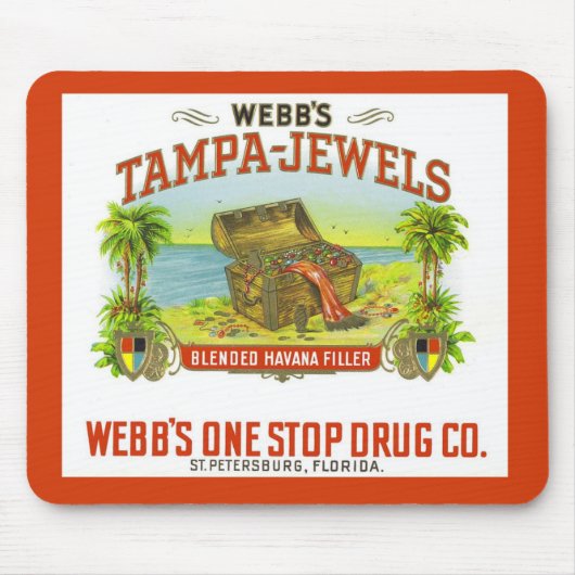 Vintage Cigar Graphic Tampa Jewels Mousepad Muismat (Voorkant)