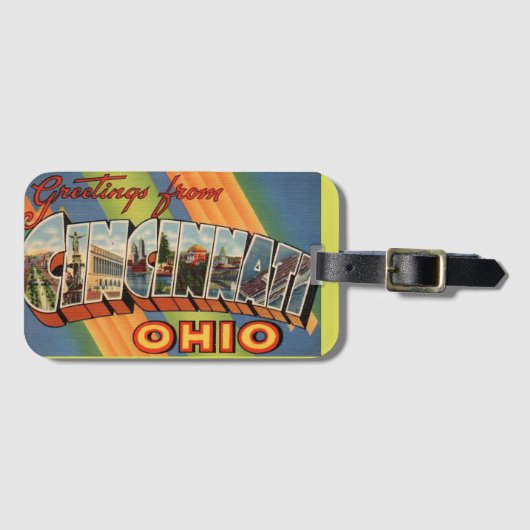 Vintage Cincinnati Groet  Bagagelabel (Voorkant (horizontaal))
