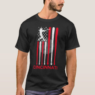 Vintage Cincinnati-honkbalziel Amerikaanse vlag T-shirt