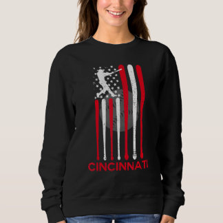 Vintage Cincinnati-honkbalziel Amerikaanse vlag Trui