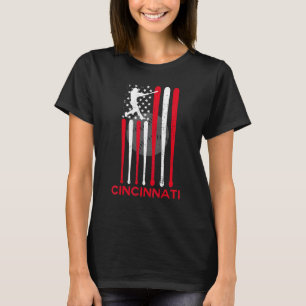 Vintage Cincinnati-honkbalziel Amerikaanse VS-vlag T-shirt