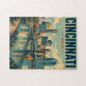 Vintage Cincinnati Ohio Silhouet Legpuzzel (Horizontaal)