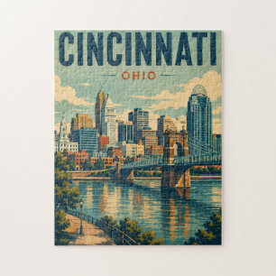 Vintage Cincinnati Ohio Silhouet Legpuzzel