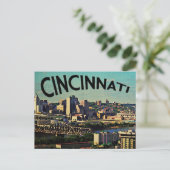 Vintage Cincinnati Skyline Briefkaart (Staand voorkant)