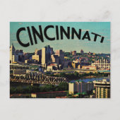Vintage Cincinnati Skyline Briefkaart (Voorkant)