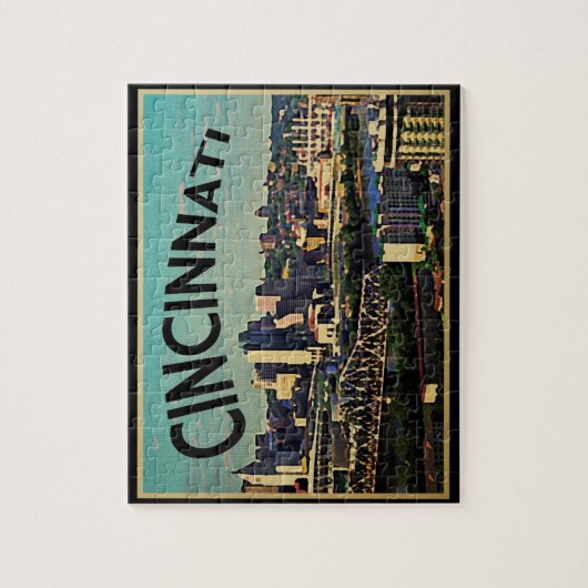 Vintage Cincinnati Skyline Legpuzzel (Verticaal)