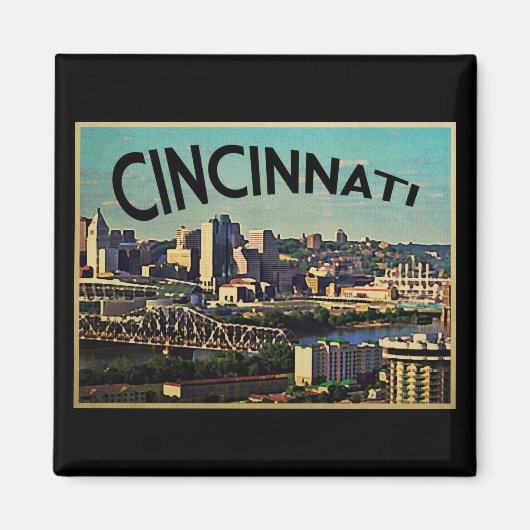 Vintage Cincinnati Skyline Magneet (Voorkant)