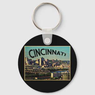 Vintage Cincinnati Skyline Sleutelhanger