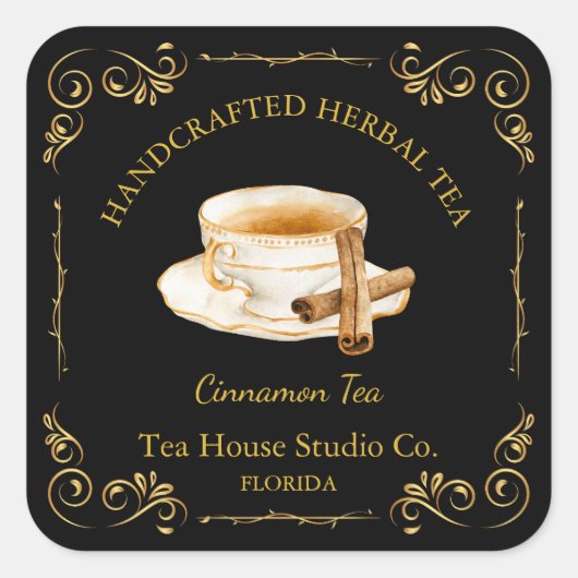 Vintage Cinnamon Tea Square Label (Voorkant)