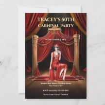 Vintage Circus 50ste verjaardagsuitnodiging