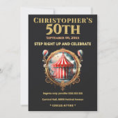 Vintage Circus 50th Birthday Invitation Kaart (Voorkant)