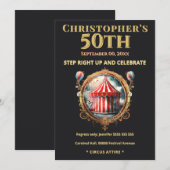 Vintage Circus 50th Birthday Invitation Kaart (Voorkant / Achterkant)