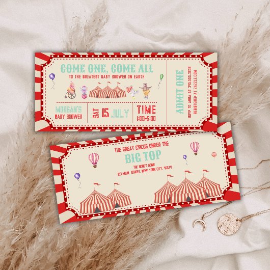 Vintage Circus Animal Ticket Carnival Baby shower Kaart