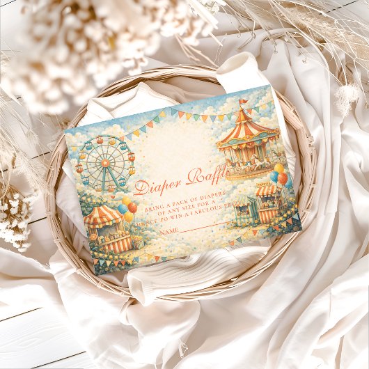 Vintage Circus Diapper Raffle Informatiekaartje