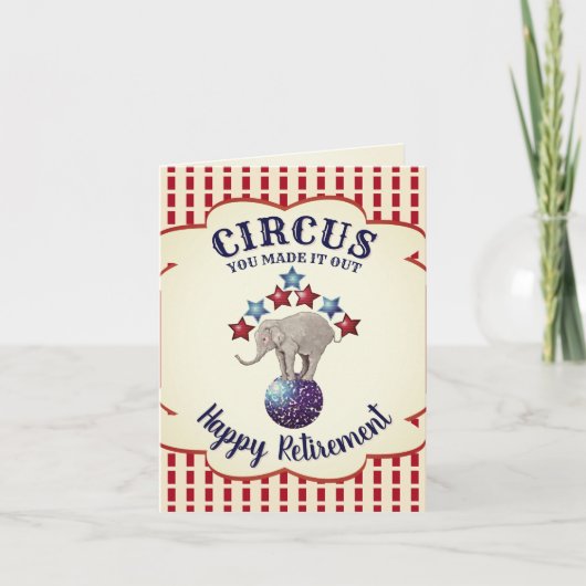 Vintage Circus Elephant Funny Retirement Kaart (Voorkant)