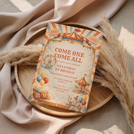 Vintage Circus Fairytale Birthday Kaart