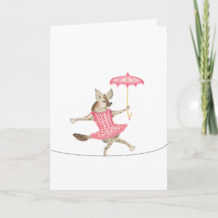Vintage circus hyena op het koord danseres kaart
