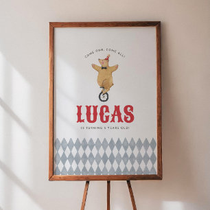 Vintage Circus Jongens Verjaardagsfeest Welkomstbo Poster