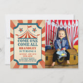 Vintage Circus Kermis Feest Verjaardag Foto Kaart (Voorkant)