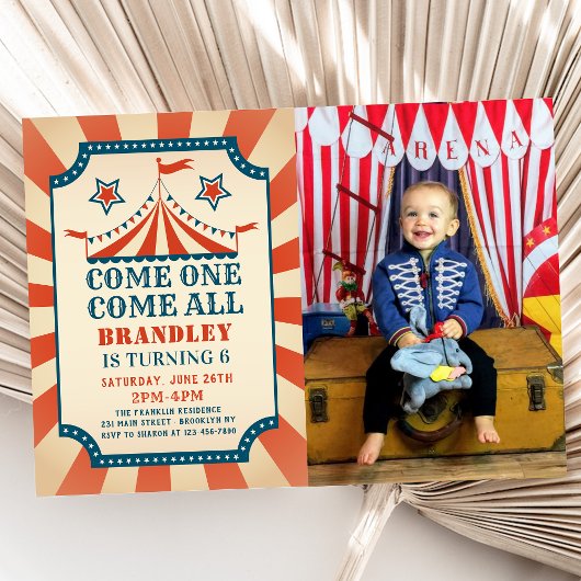 Vintage Circus Kermis Feest Verjaardag Foto Kaart