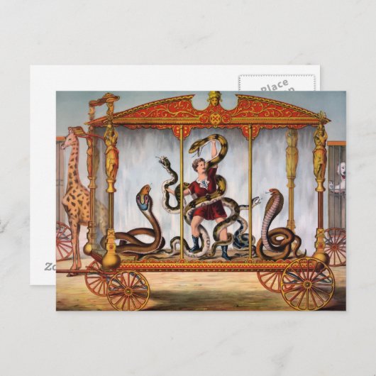 Vintage Circus Snake Handler Briefkaart (Voorkant / Achterkant)