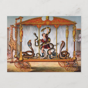 Vintage Circus Snake Handler Briefkaart