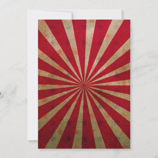 Vintage Circus Starburst Rode Lijnen Kermistent Kaart (Voorkant)