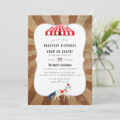 Vintage circus thema verjaardagsfeestje kaart (Staand voorkant)