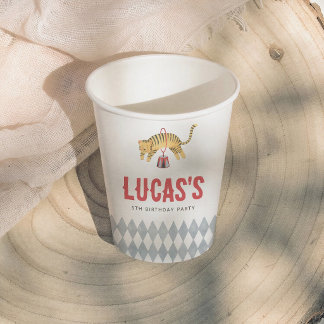 Vintage Circus Tiger Boy Birthday Party Papieren Bekers